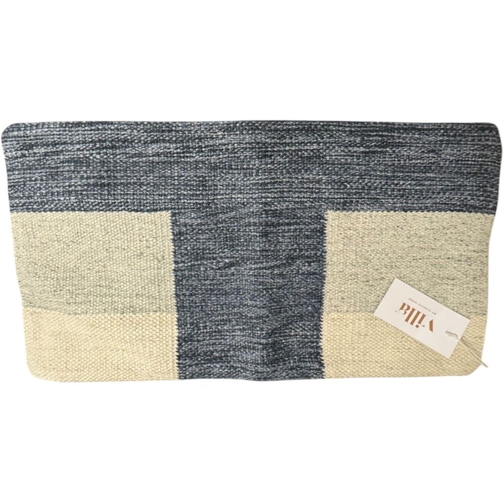 Pottery Barn/Villa by Classic Home Kass Night Blue Gray Lumbar Accent Pillow NEW